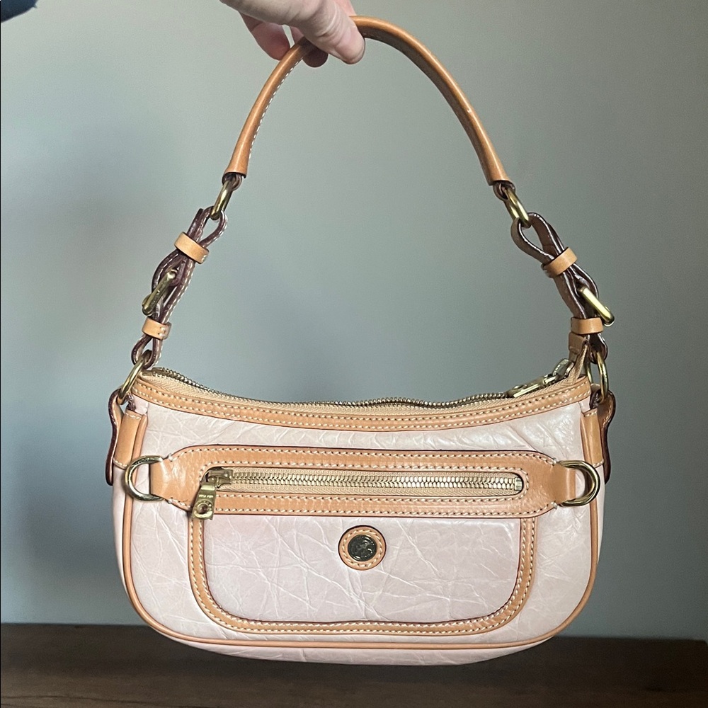 Hunting World Light Pink and Tan Leather Shoulder Bag